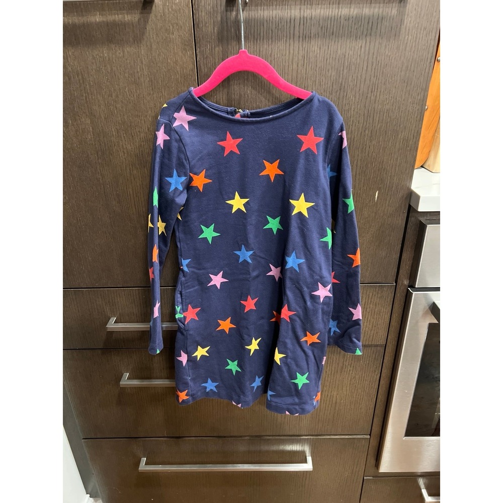 Primary Kids Sweatshirt Dress in the Rainbow Confetti Stars pattern girls 6-7